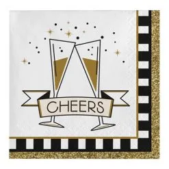 Servetten Happy New Year – Champagneglazen