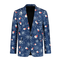 Men Blazer Santa Snowflakes