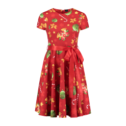 Kerstjurk Red, Bells,candy Canes