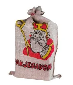 Juten Zak Sinterklaas In Kleur Bedrukt
